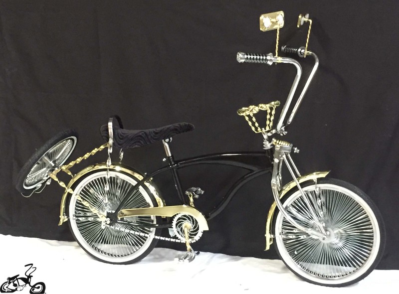black and gold lowrider bike