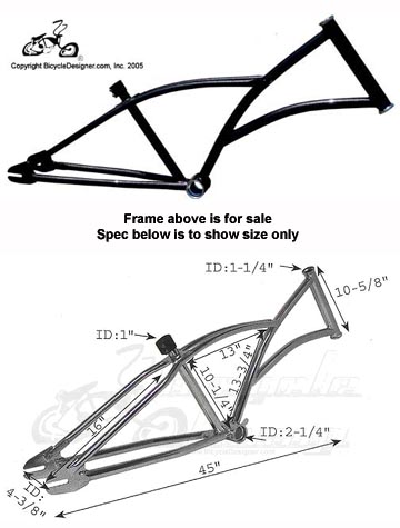 Black Chopper Bicycle Frame